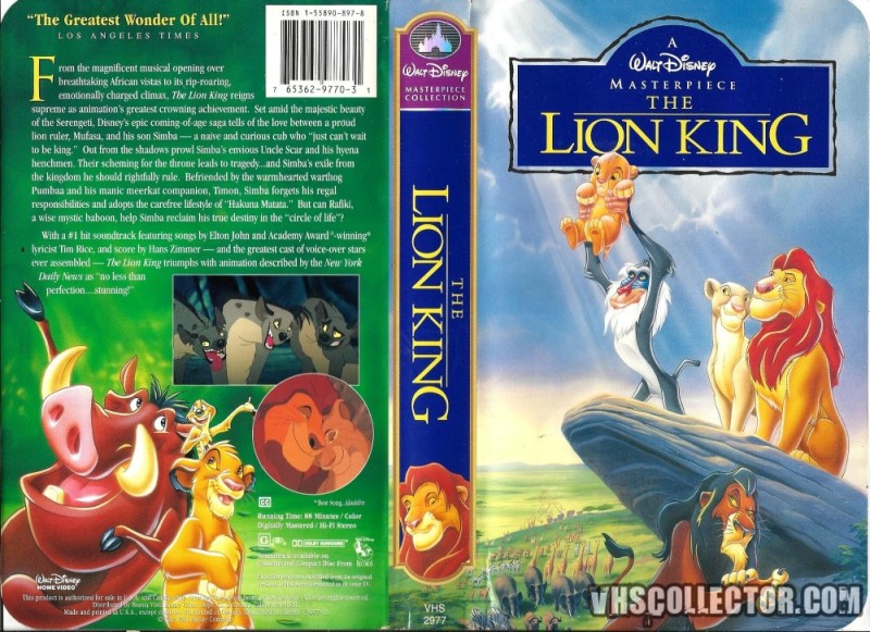 Создать мем: the lion king vhs, disney s the lion king, король лев vhs