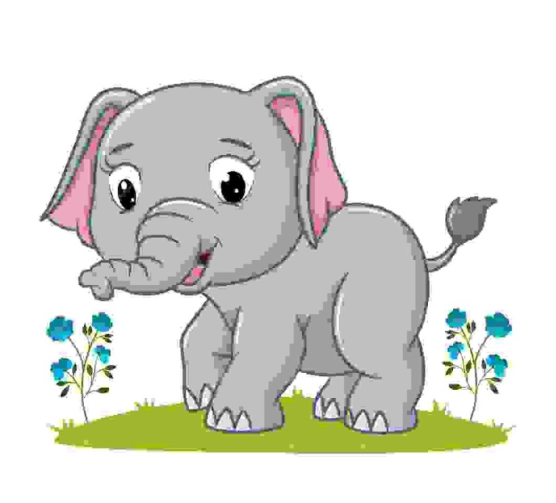 Create meme: baby elephant on a white background, cartoon animals, elephant for children