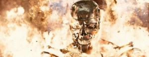 Create meme: t 800, terminator genisys, terminator in fire