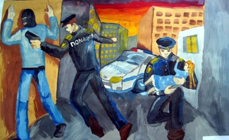 Создать мем: полицейский глазами детей, рисунок на тему полиция, полицейский рисунки