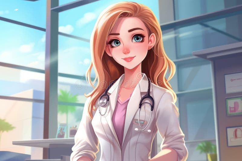 Create meme: woman doctor, cartoon girl, The girl is a doctor