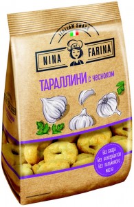 Создать мем: печенье тараллини nina farina 180г с чесноком, тараллини nina farina 180г с чесноком, сушки nina farina тараллини классические 180 г