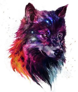 Create meme: galaxy wolf, the wolf pattern, wolf sketch