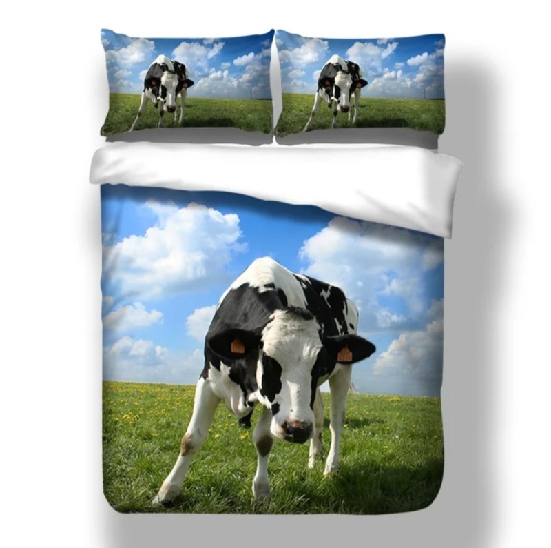 Create meme: bed linen cow, bed linen, pillow cow