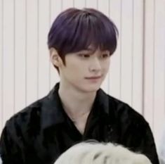 Create meme: stray kids lee know, lee know stray kids purple hair, minho from straight kids