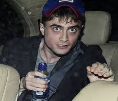 Create meme: Radcliffe drive, drunk Radcliffe, Daniel Radcliffe stoned