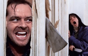 Create meme: lights johnny here, scene from the movie the shining with an axe, Jack Nicholson the shining