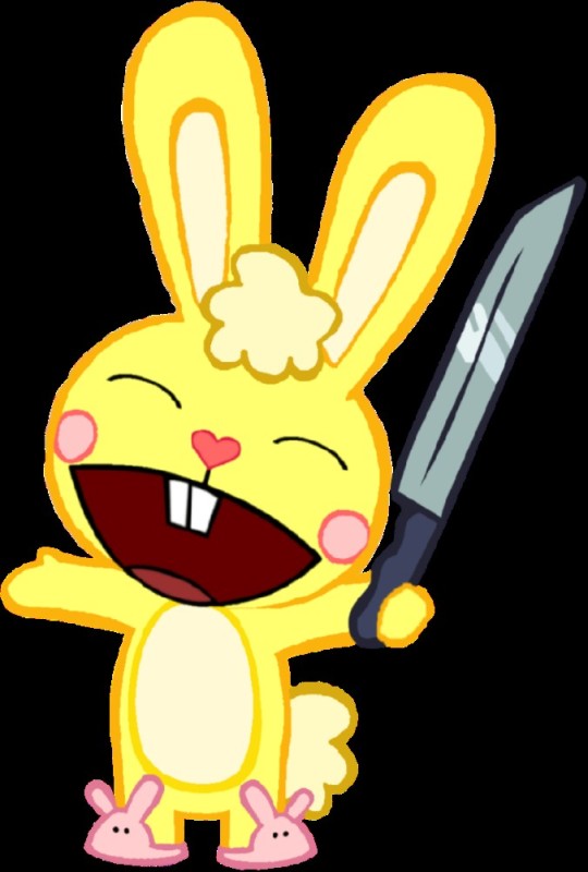 Create meme: cuddles happy tree friends, Happy three friends cuddles, yellow hare happy tree friends