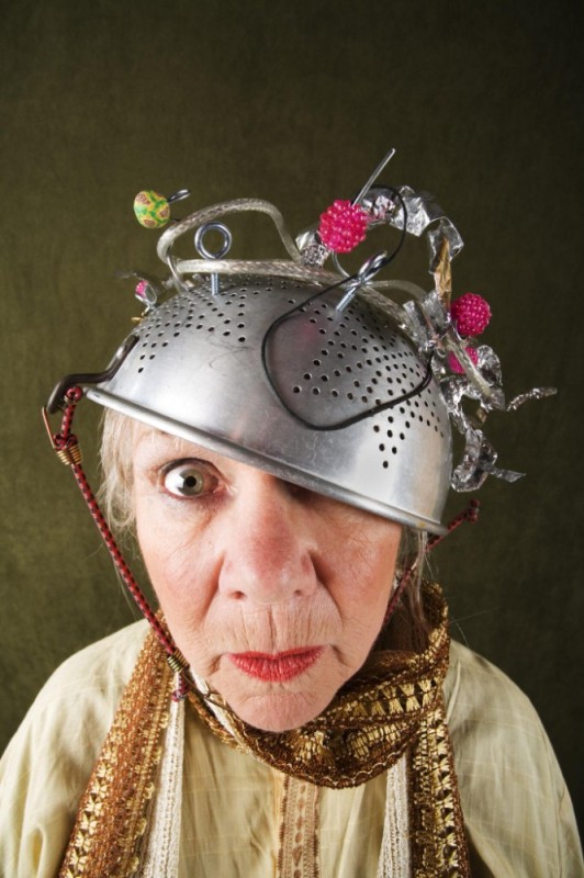 Create meme: crazy woman, The man with the pot on his head, crazy grandma