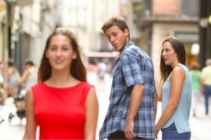 Создать мем: jealous, distracted boyfriend meme