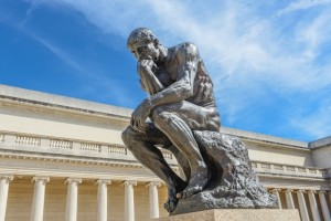 Create meme: the statue of the thinker by Rodin, Auguste Rodin, text page