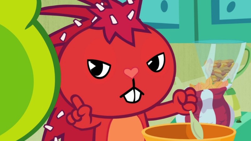 Создать мем: happy tree friends злая flaky, хэппи три френдс дикобраз, дикобраз из happy tree friends