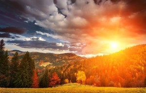 Создать мем: рассвет, mountain landscape, autumn