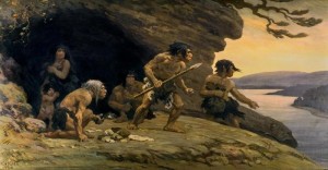 Создать мем: древний человек, неандертальцы у пещеры ле-мустье, ученый