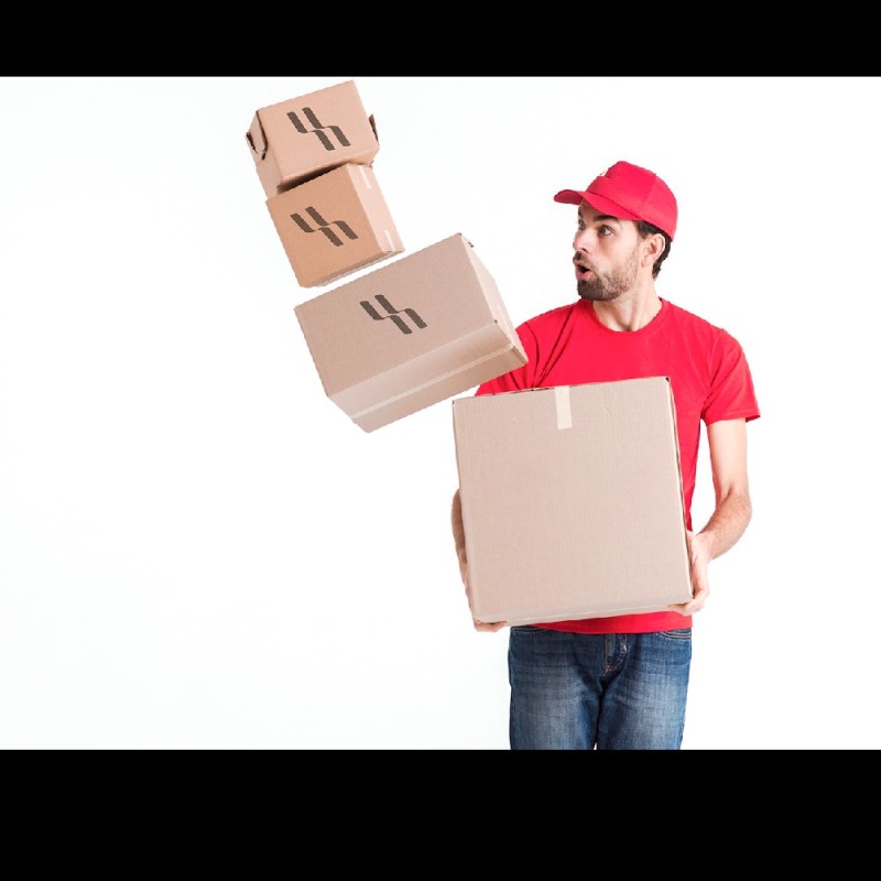 Create meme: the man with the box, a man with a box in his hands, courier 