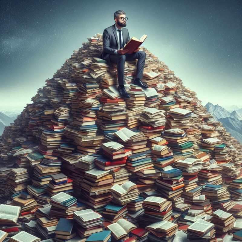 Create meme: a man with a stack of books, a lot of books, background with books