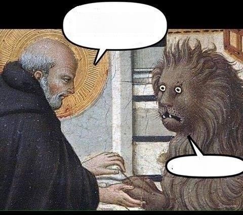 Create meme: St. Jerome and the lion of the Middle Ages, meme suffering middle ages, sano di pietro St. jerome