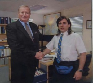 Create meme: michael scott with long hair the office, michael scott with long hair meme the office, series the office memes handshake