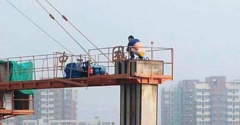 Create meme: crane operator tower crane, the toilet of the tower crane operator, tower crane operator