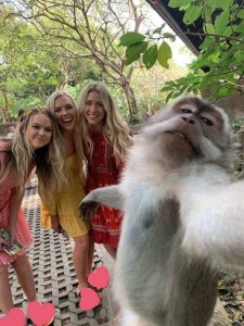 Create meme: girl, selfie monkey