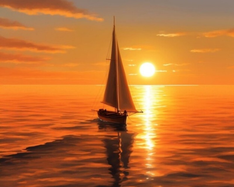 Create meme: sailboat at sunset, sea sunset, yacht at sunset