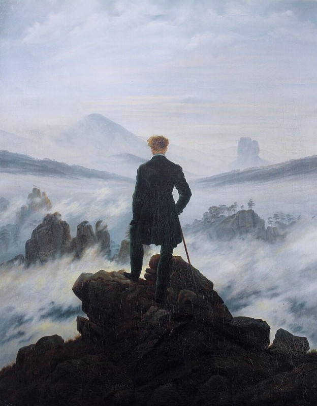 Create meme: Kaspar David Friedrich The wanderer over the sea of fog, Kaspar David Friedrich the wanderer, Kaspar David Friedrich Wanderer