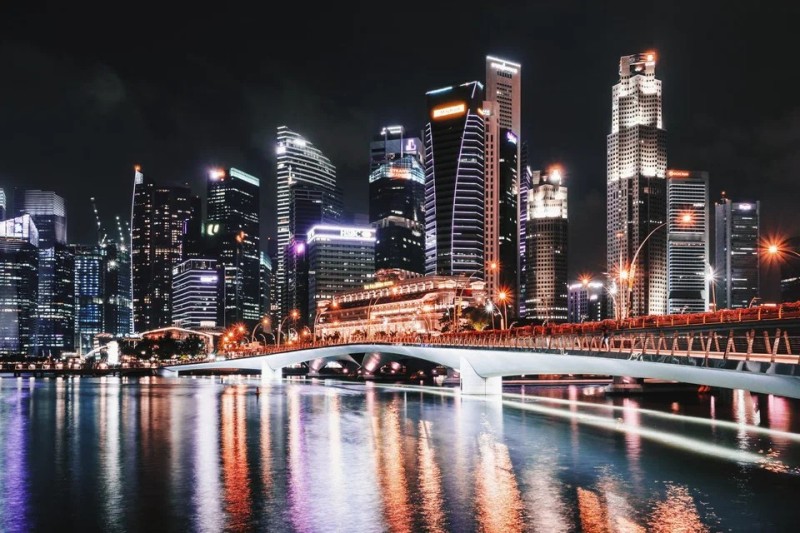 Create meme: metropolis of singapore, night landscape of the city , painting night city