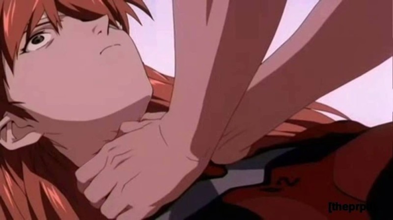 Create meme: Asuka Langley the end of evangelion, evangelion Shinji, Shinji strangling Asuka