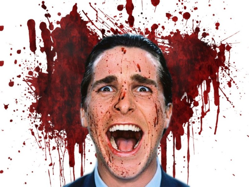 Создать мем: кристиан бэйл, american psycho poster