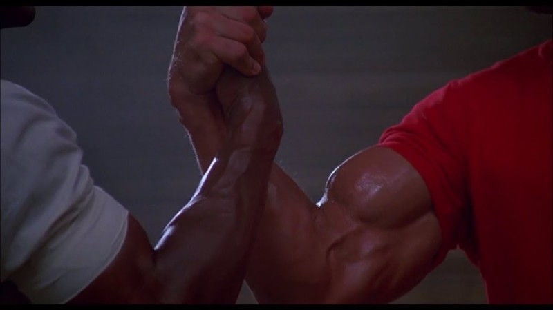 Create meme: Carl weathers and Arnold Schwarzenegger, Arnold Schwarzenegger , schwarzenegger's handshake