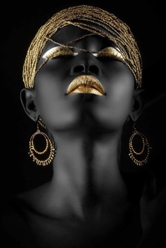 Create meme: painting African black in gold, black girl in gold, black girl with gold