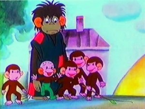 Create meme: the movie about the monkeys, carefully monkey cartoon 1984, cartoon monkey cautiously