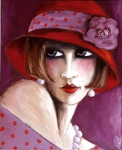 Create meme: veronique, canvas painting, red hat