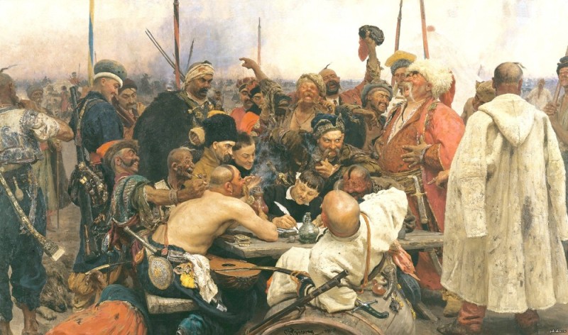 Create meme: Ilya Repin Zaporozhtzi write a letter to the Turkish Sultan, Ilya Repin Cossacks, picture Repin Cossacks