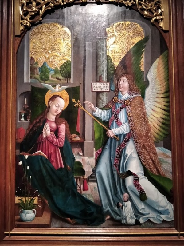 Create meme: Annunciation of Lippi Filippino 1495, Michael Pacher the Annunciation, painting of the Middle Ages