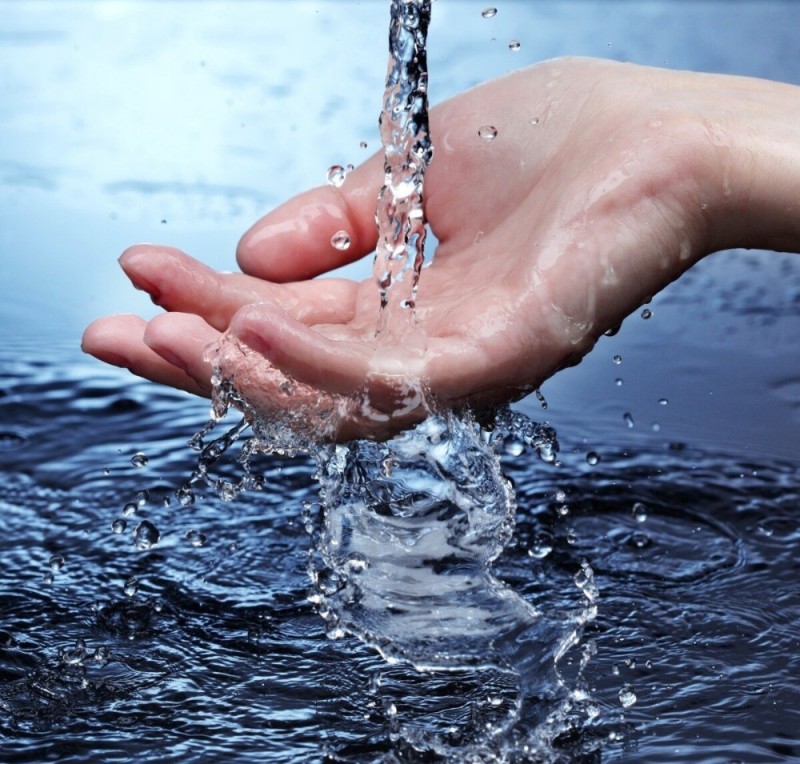 Create meme: clean water, water , Water in your hands