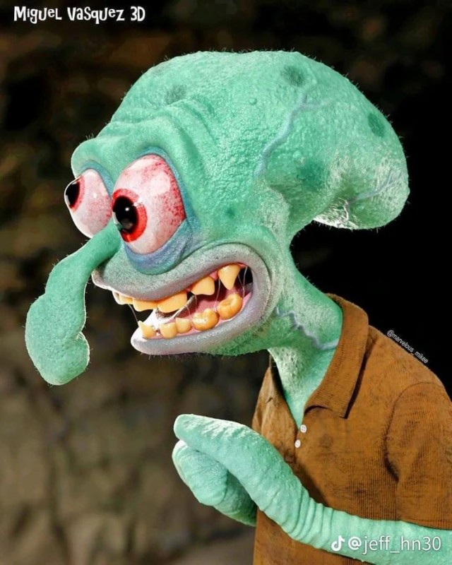 Create meme: a man who looks like squidward, squidward in real life, crazy squidward