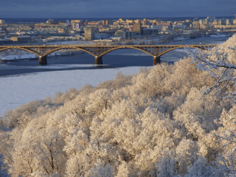 Создать мем: молитовский мост нижний новгород, мост нижний новгород, нижний новгород зима