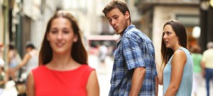 Create meme: a frame from the video, distracted boyfriend, a man and a woman