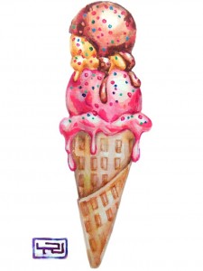 Create meme: ice cream for max, ice cream watercolor, ice cream watercolor painting