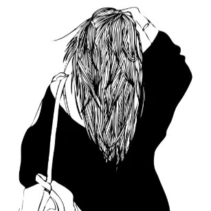 Create meme: Pencil drawing of a girl from the back, drawings for drawing a girl from the back, black and white drawings of girls