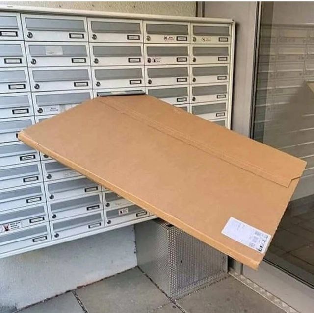 Create meme: mailboxes, to the mailbox, cardboard box