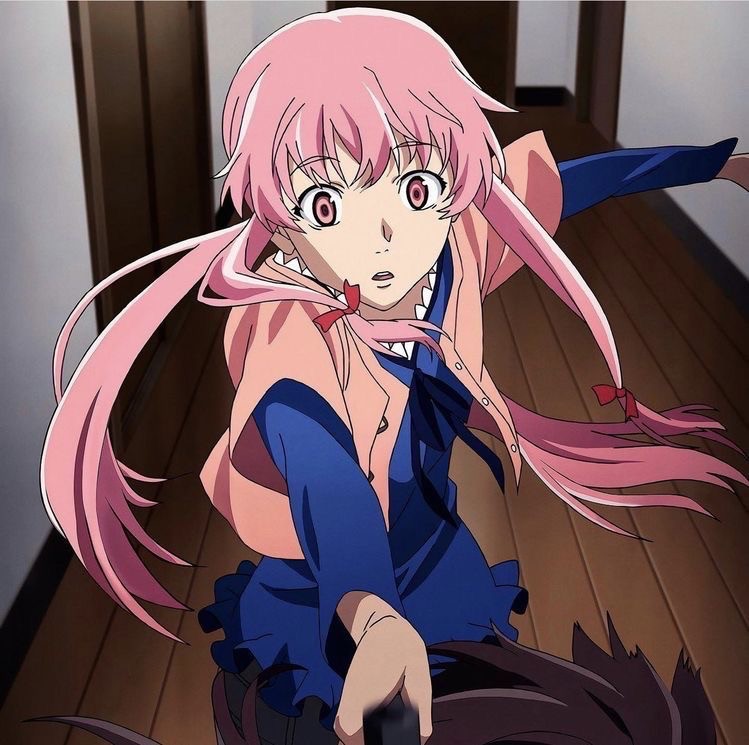 Create meme: mirai nikki anime, young gasai anime, The frame of the anime Gasai Yuno