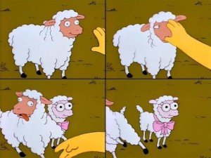 Create meme: sheep from the simpsons, sheep cartoon, sheep