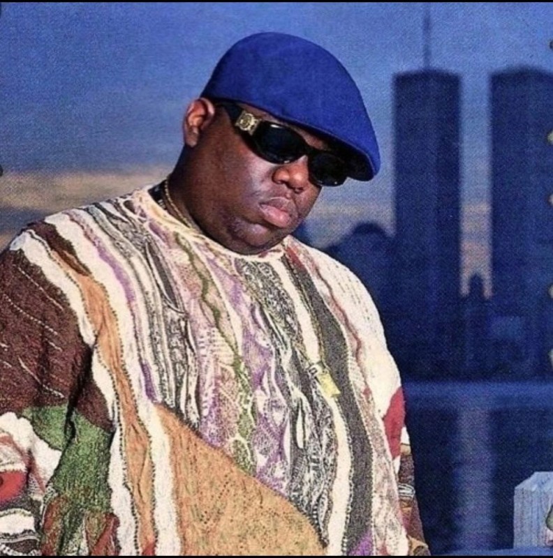 Создать мем: рэпер notorious, notorious b i g s, очки versace notorious big