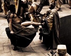 Create meme: 300 Spartans the pit, 300 priests, Sparta