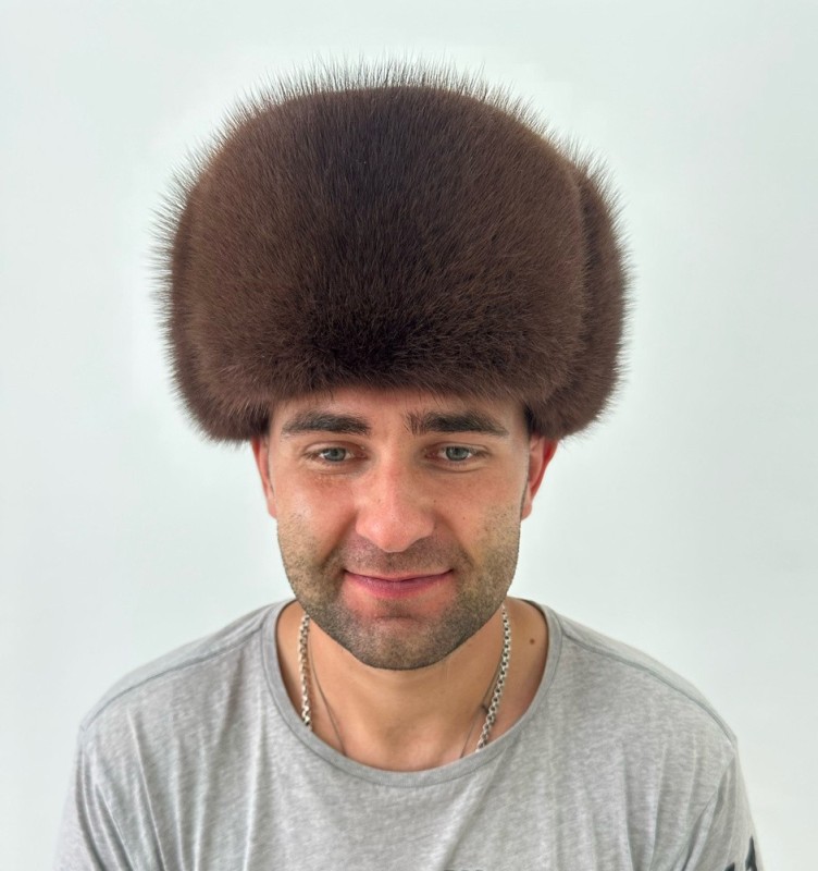 Create meme: men's fur hat, mink hat mens, hat with earflaps muskrat