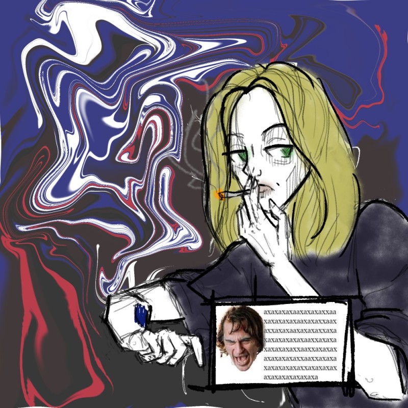 Create meme: girl with a cigarette drawing, smoking girl drawing, girl with a pencil