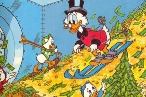 Create meme: Scrooge McDuck , Scrooge McDuck money, Scrooge McDuck swims in gold