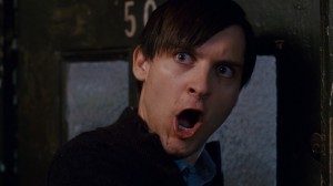 Create meme: Peter Parker Tobey Maguire wicked, Tobey Maguire